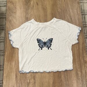 Urban Outfitters White Graphic Crop Tee